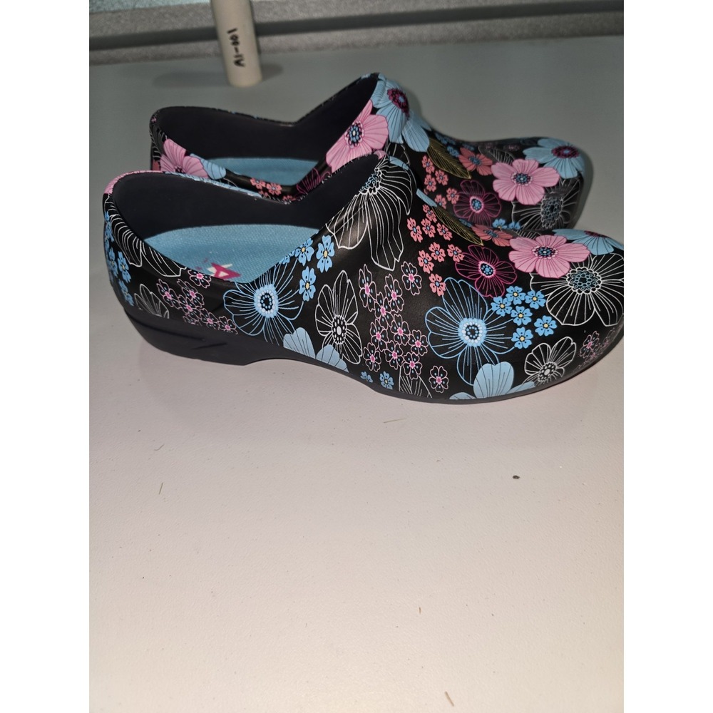 Anywear Danish Hand Flower Clogs Size 10 Flowers Nursing Chef Nonslip Shoes - Picture 3 of 7